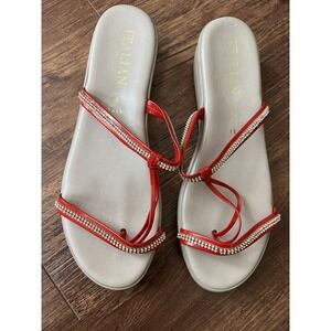 Italian Shoe Makers Women's Sandals Flip-Flops Size 11 Wedge Rhinestone
